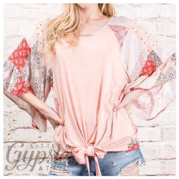 Big Bell Patchwork Sleeves Bohemian Top - Picture 2 of 9